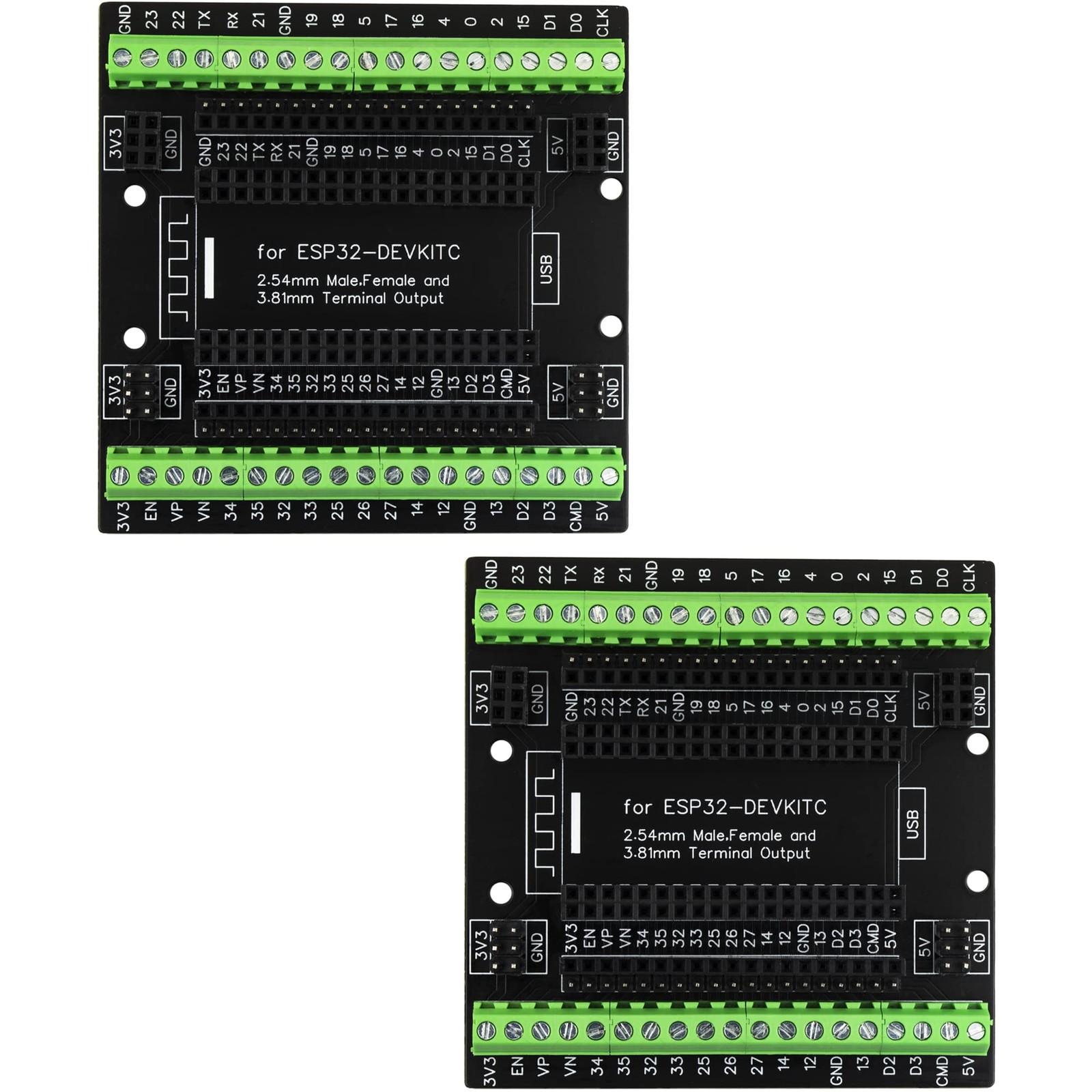 2 PCS Super Breakout Board Terminal Block GPIO Expansion Fits ESP32 Module