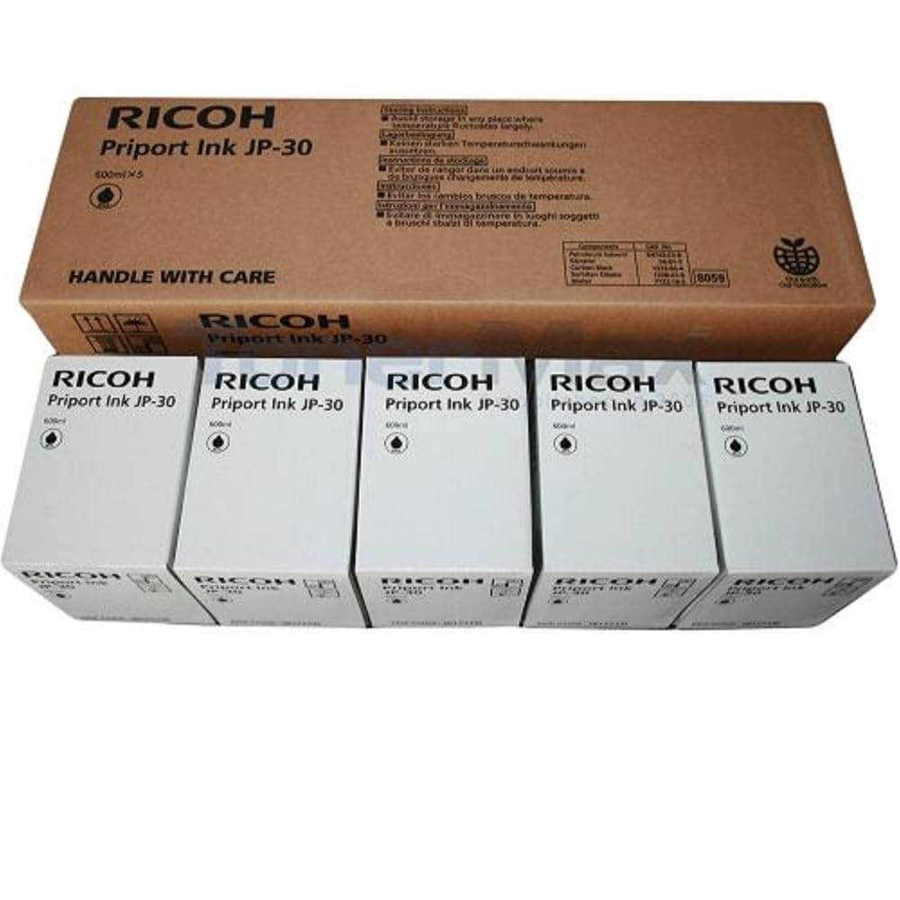 Ricoh JP-30 (817113) Black Ink Cartridge, Box of 5