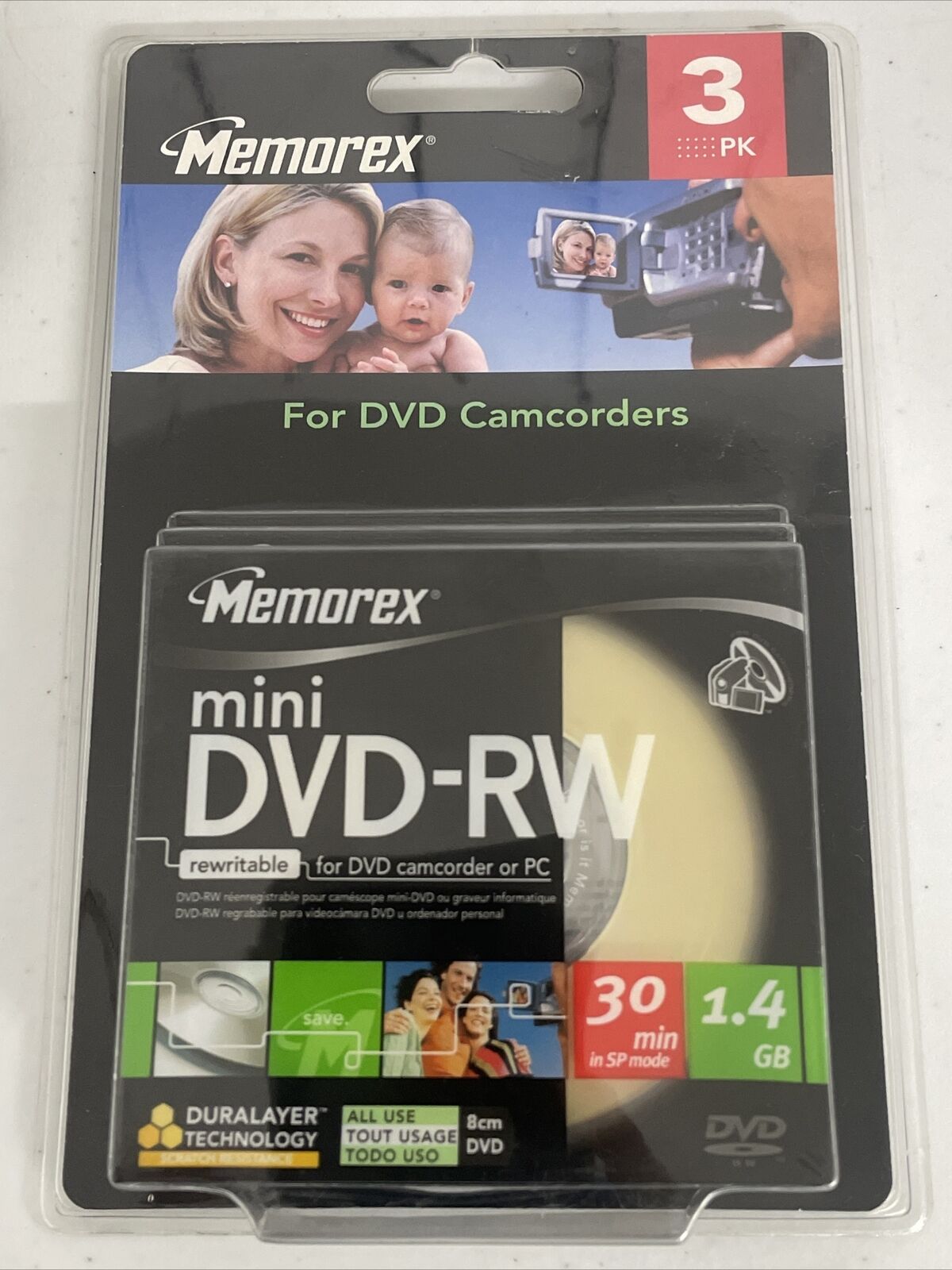 Memorex 3-Pack 2x Mini DVD-RW Discs with Jewel Cases, 1.4 GB -  New