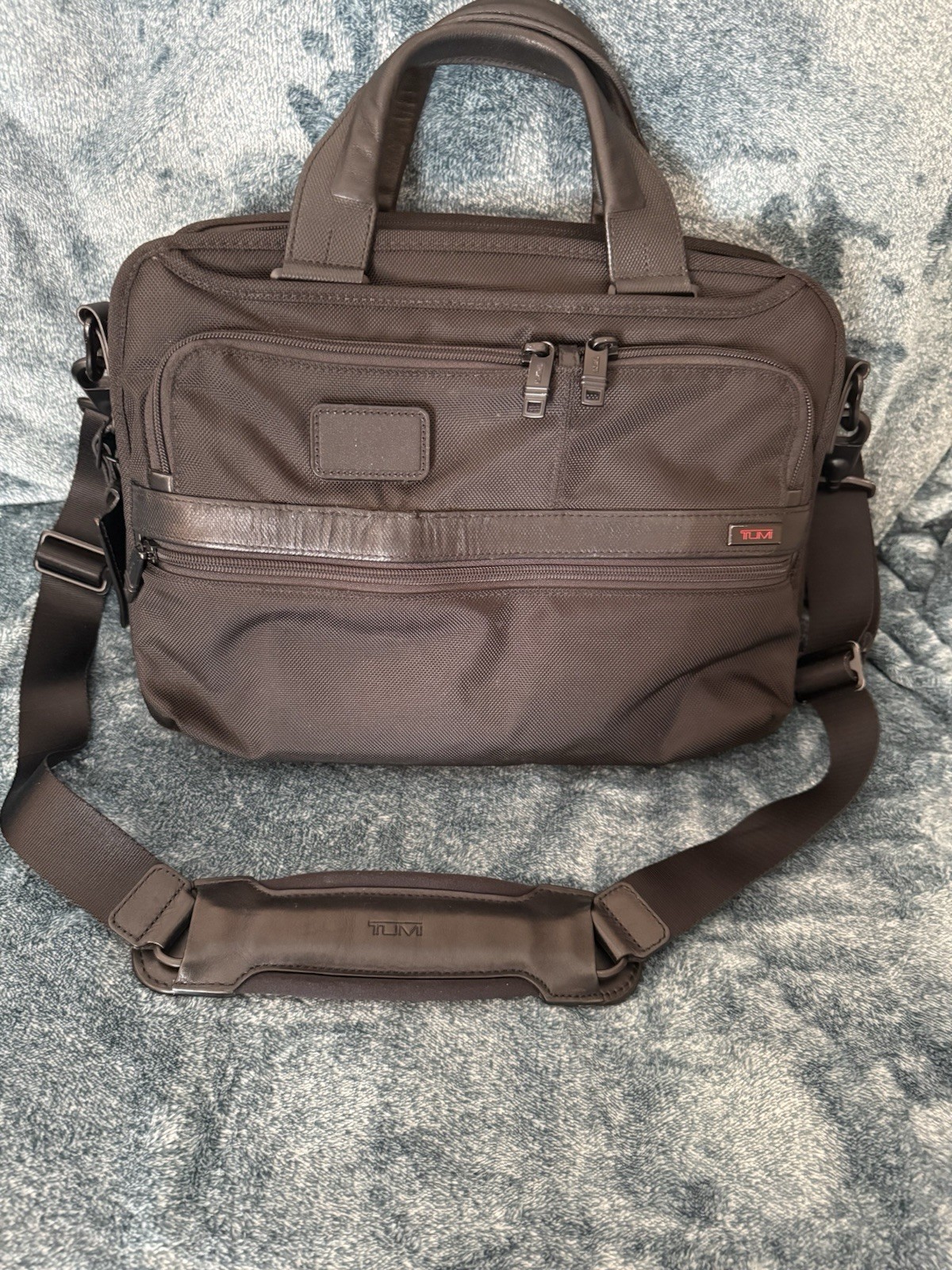 TUMI Alpha 3 Laptop Briefcase Expandable Black Ballistic Nylon Work Bag