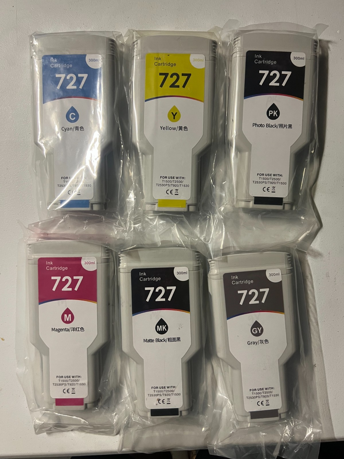 NEW 727 300ML Ink Cartridge Set for HP T920 T930 T1500 T1530 T2500 T2530 6 Pack