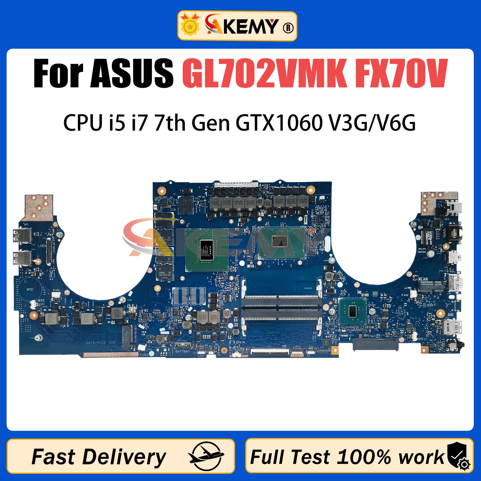 For ASUS ROG Strix GL702V GL702VM GL702VMK GL702VS GL702VSK Motherboard W/ CPU