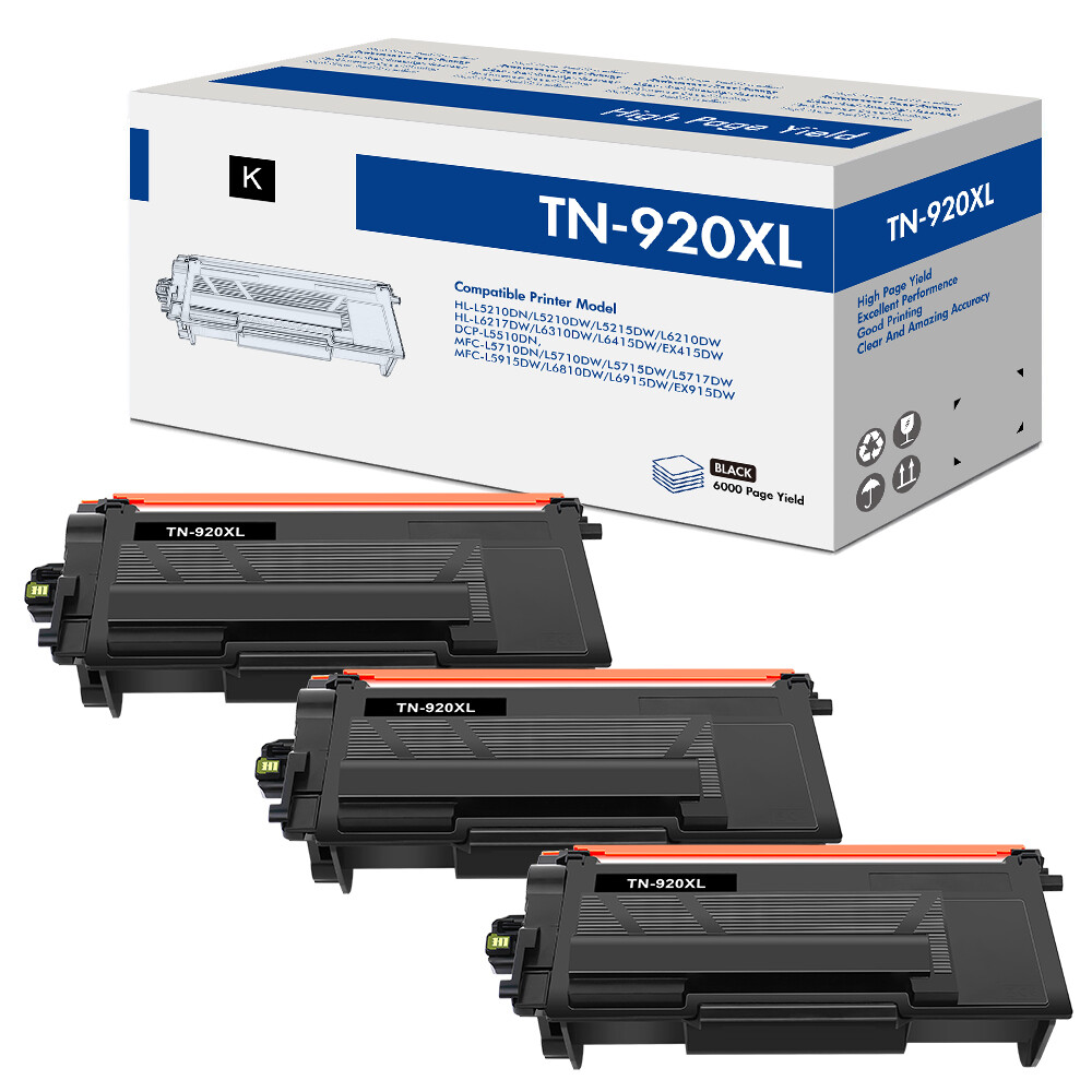 3PK Compatible With Brother TN920 TN920XL Toner HL-L6210DW L6310DW MFC-L5710DW