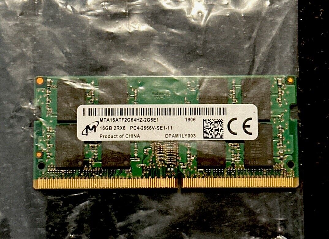 16GB Micron 2Rx8 DDR4 Laptop Memory Ram PC4-2666V SODIMM MTA16ATF2G64HZ *TESTED*