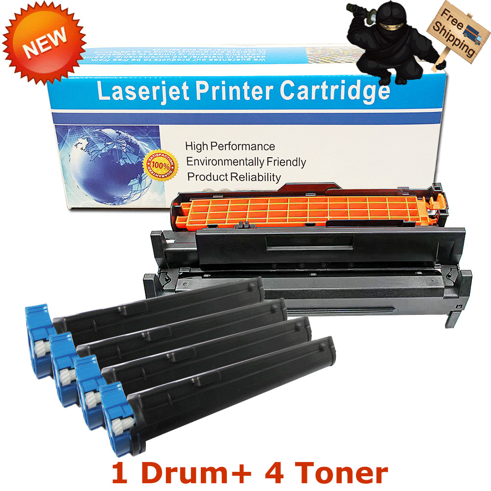Drum Unit & 4 x Toner Cartridge for OKI Data 43501901 43502301 B4400 B4550 B4600