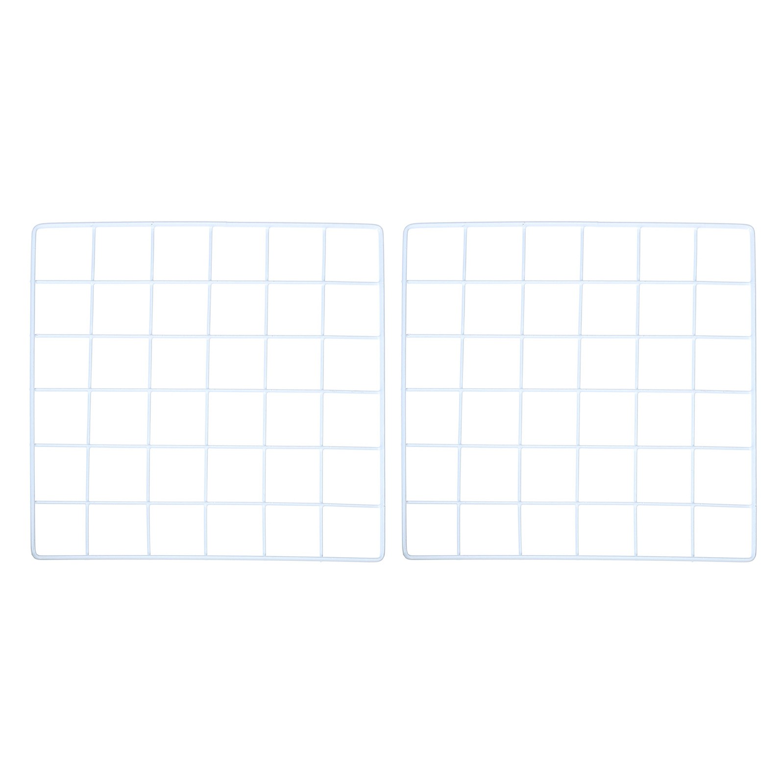 2Pcs Iron Wire Grid Panel Board Photo Display Holder Hanging Frame White 12"x12"