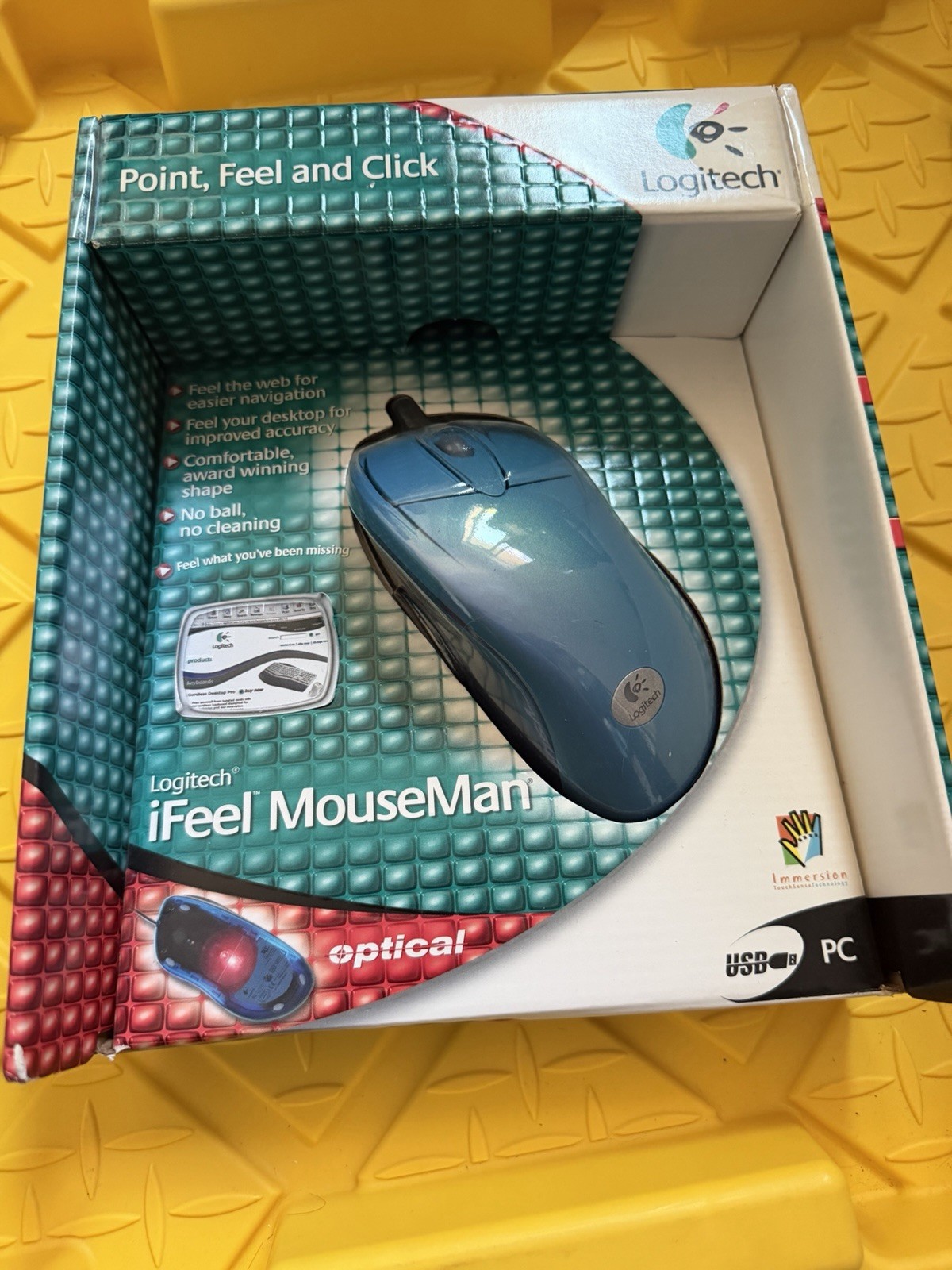 NEW RARE VINTAGE LOGITECH OPTICAL IFEEL MOUSEMAN WHEEL MOUSE USB PC/MAC Sealed