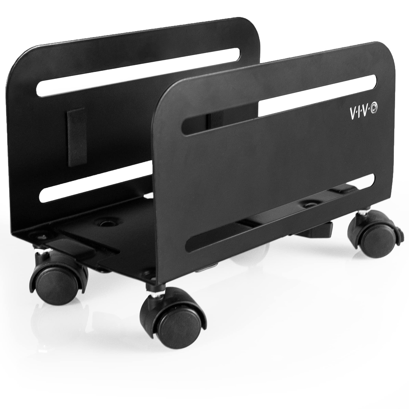 Computer Mid-Tower Case CPU Steel Rolling Stand Mobile Cart Holder Locking
