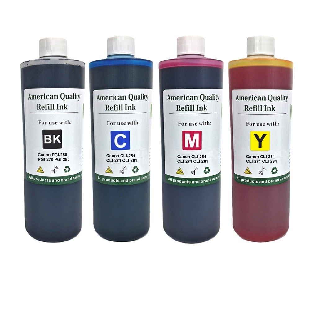 4X500ml Premium Refill Ink Bottles Kit BKCMY for Canon PGI-280 CLI-281 Bulk Ink