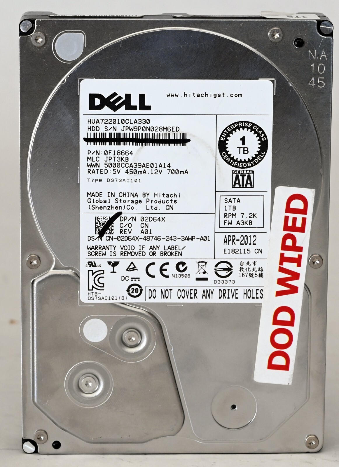 0F18664 Hitachi 1TB 7200RPM SATA 3.0 Gbps 3.5" 32MB Cache Ultrastar Hard Drive