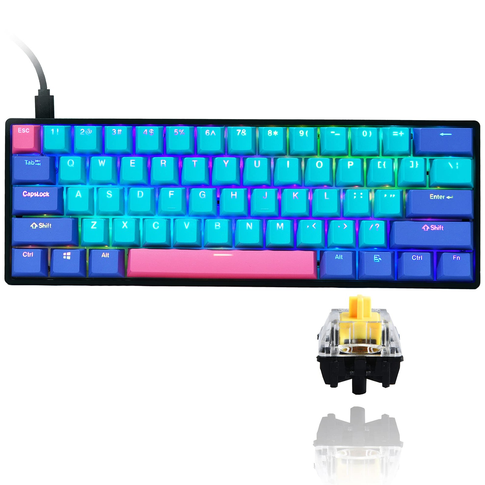 GTSP Gk61 60% Mechanical Keyboard Gaming Custom SK61 Hot Swappable 60 Percent...