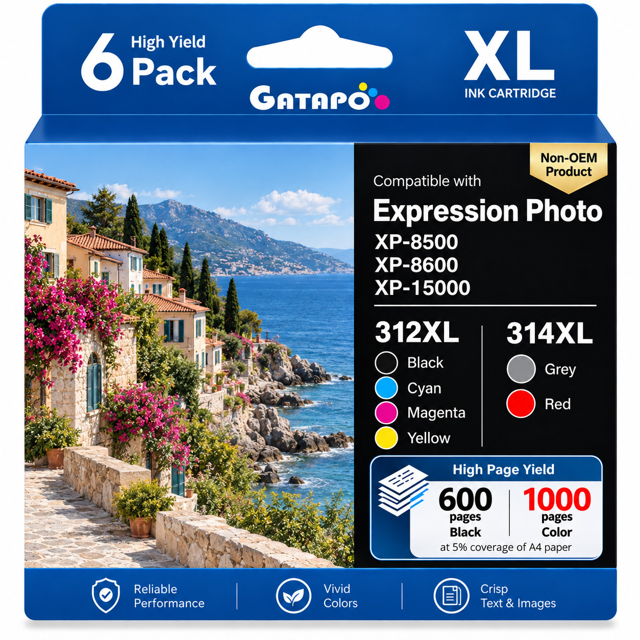 6PK T312XL T314XL Ink Cartridges for Epson Expression Photo XP 15000 8500 8600