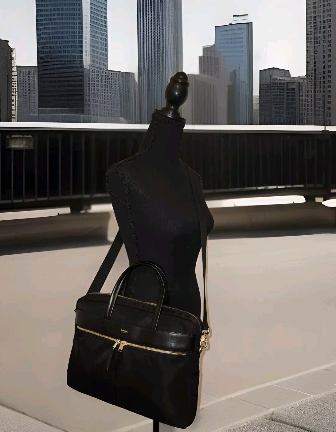 Knomo London Hanover 14in Laptop Briefcase Shoulder Work Bag Black 14x10x2 $227