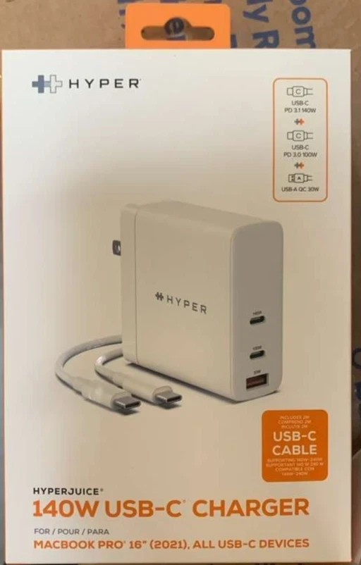 BRAND NEW HYPER JUICE 140W USB-C CHARGER WITH 2M USB-C CABLE HJG140US WHITE