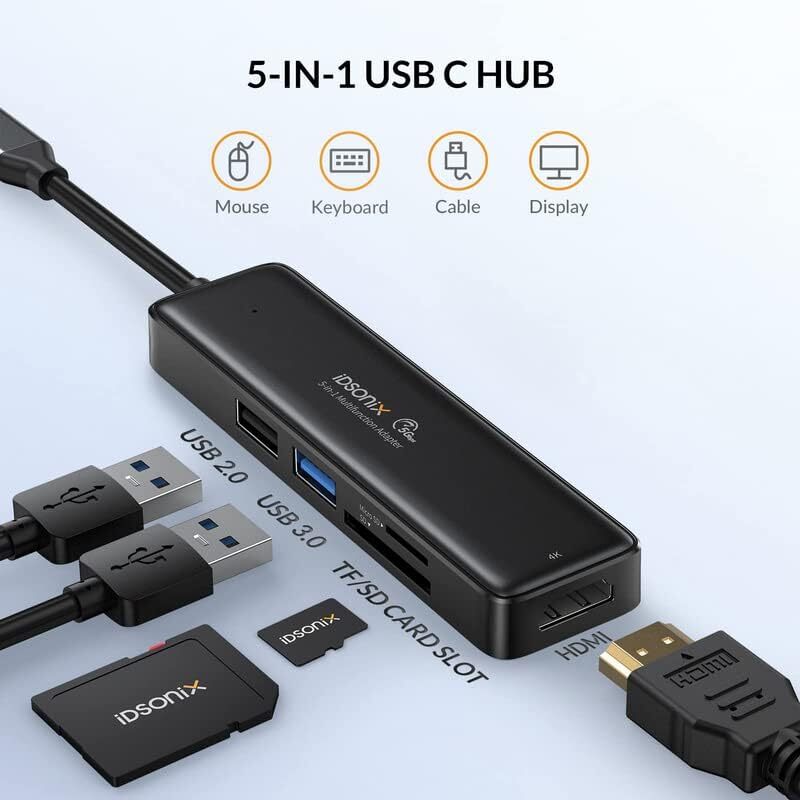 IDsonix USB-C Multiport Hub Adapter 4K HDMI USB 3.0 5Gbps for MacBook Laptop US