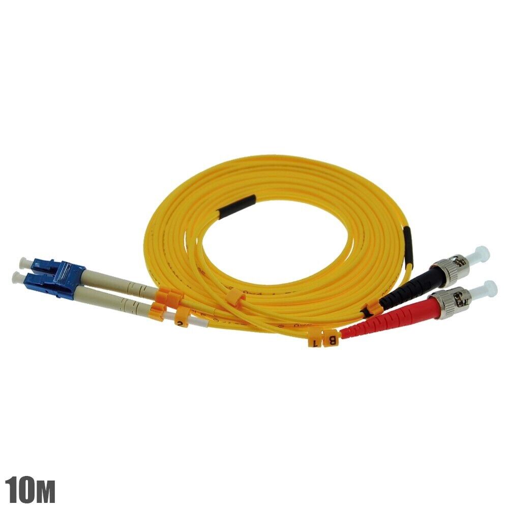 10M 33FT LC to ST Duplex Single Mode 9/125 Fiber Optic Optical Patch Cable Cord