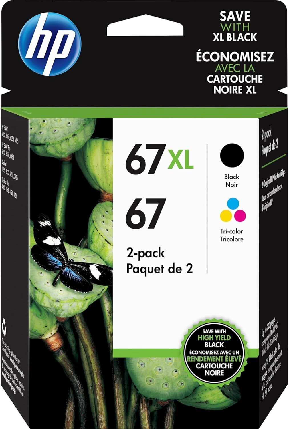67XL / 67 Ink Cartridges (Black/Tri-Color) 2-Pack