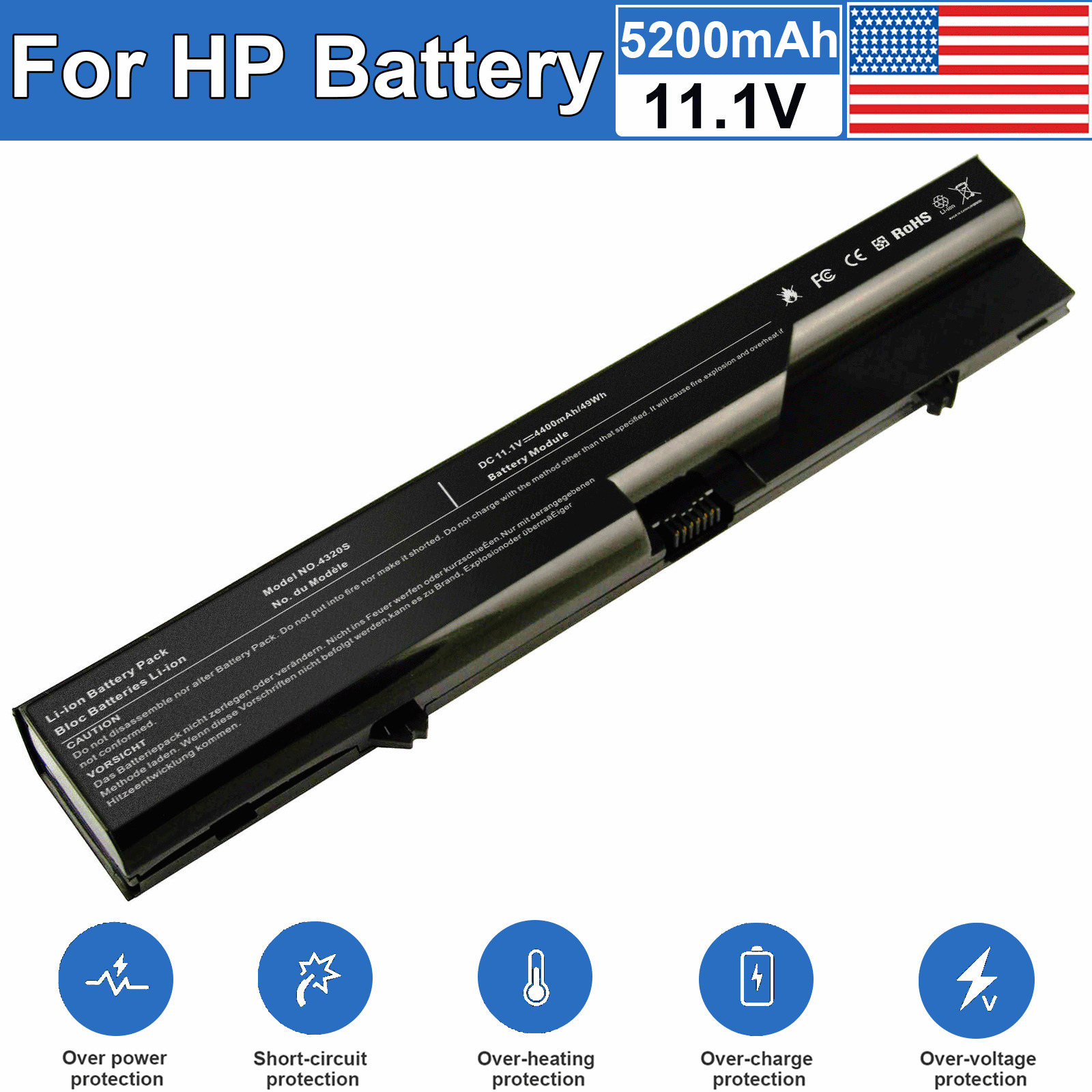 10X 4320S Battery For HP 420 421 620 ProBook 4325S 4520s 4525s PH06 593572-001 
