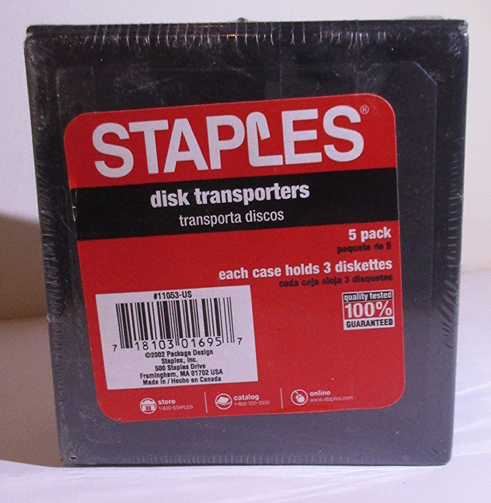 Diskette Holders Floppy Disk Storage 5 Cases 15 Diskettes Staples NEW Sealed