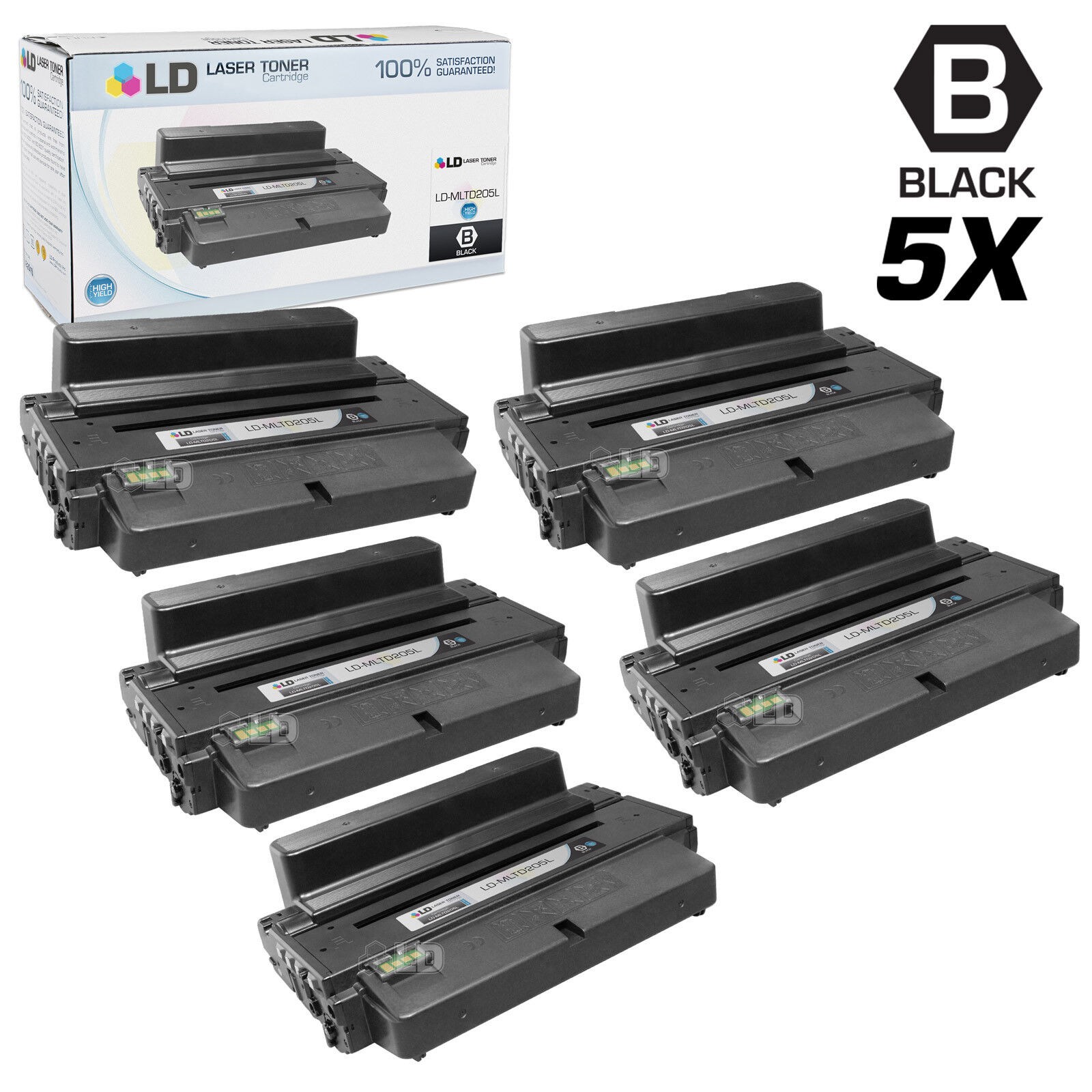 LD Compatible Samsung MLT-D205L 5PK HY Black Toners for Samsung ML & SCX Series