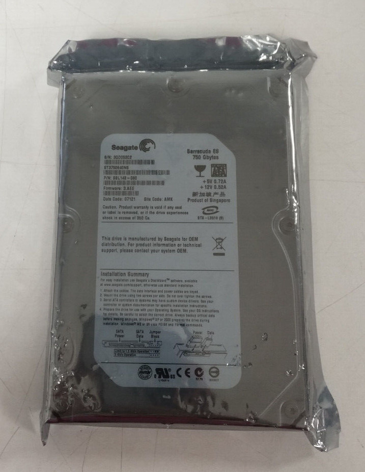 OPEN BOX  750GB HDD Seagate Barracuda ES ST3750640NS 9BL148-080