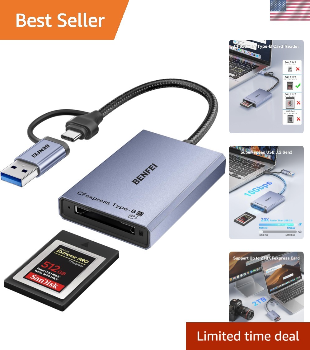 Professional CFexpress Type B Card Reader with 18-  - Grey