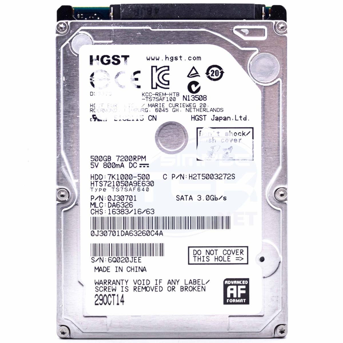 Hard Disk 500GB Hitachi SATA 2.5" Internal Notebook Laptop HDD HTS721050A9E630