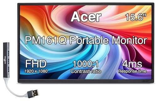 Acer PM161Q A1 16" Class LCD Monitor - 16:9 - Black (um-zp1aa-103)