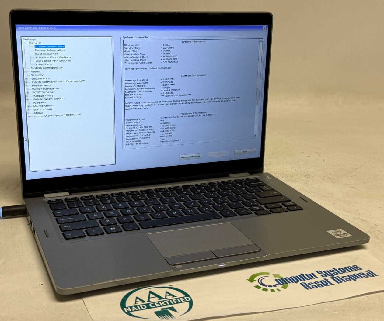 Dell Latitude 5310 2in1 13.3" (i5-10310u - 8GB RAM - 256GB SSD - Win11Home)
