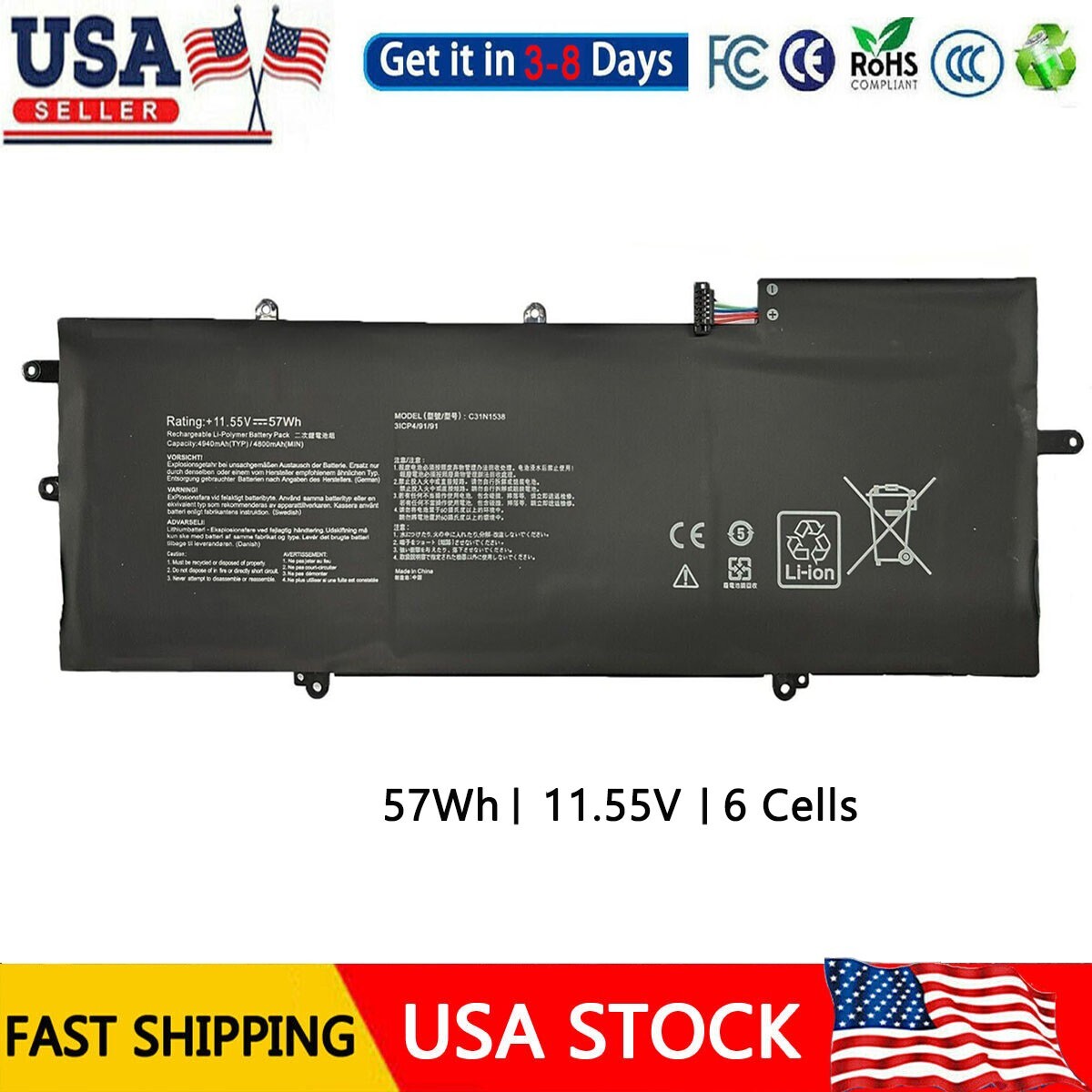 ✅C31N1538 battery for ASUS ZenBook Flip Q324UA Q324UAK UX360UA UX360UAK UX306UA