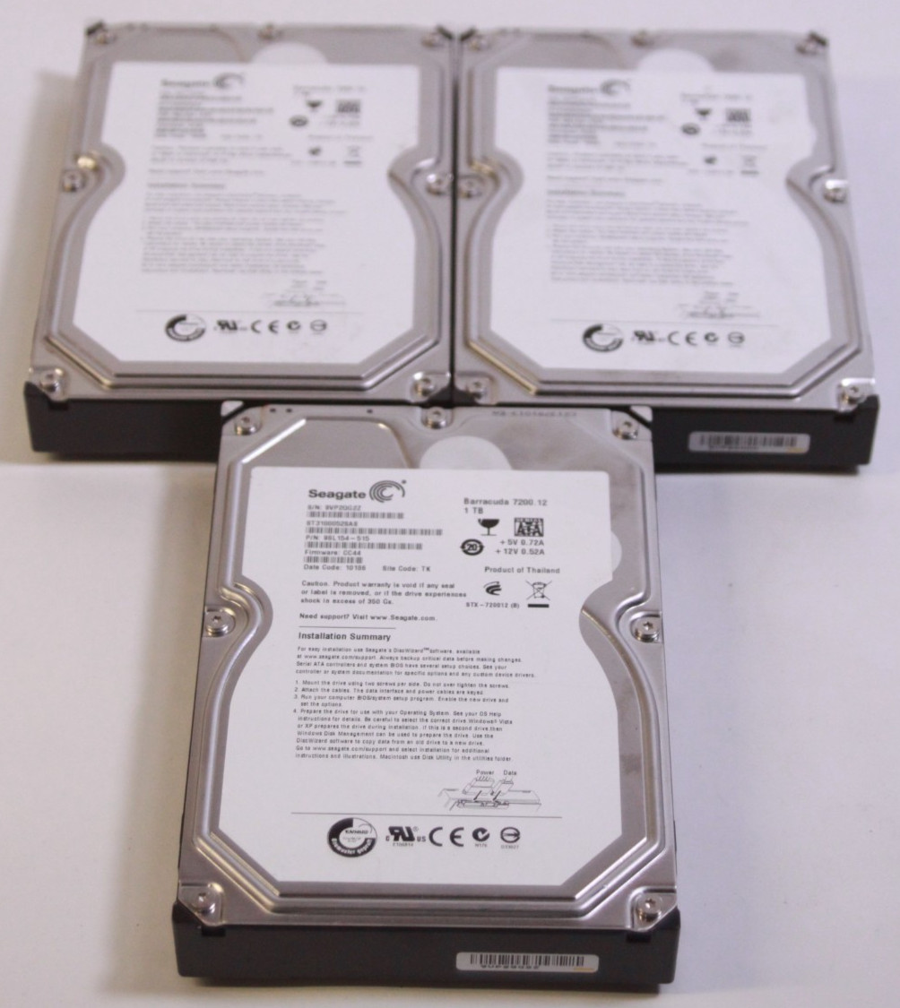 3x Seagate Barracuda ST31000528AS 1 TB 3.5" SATA Hard Drives HDD