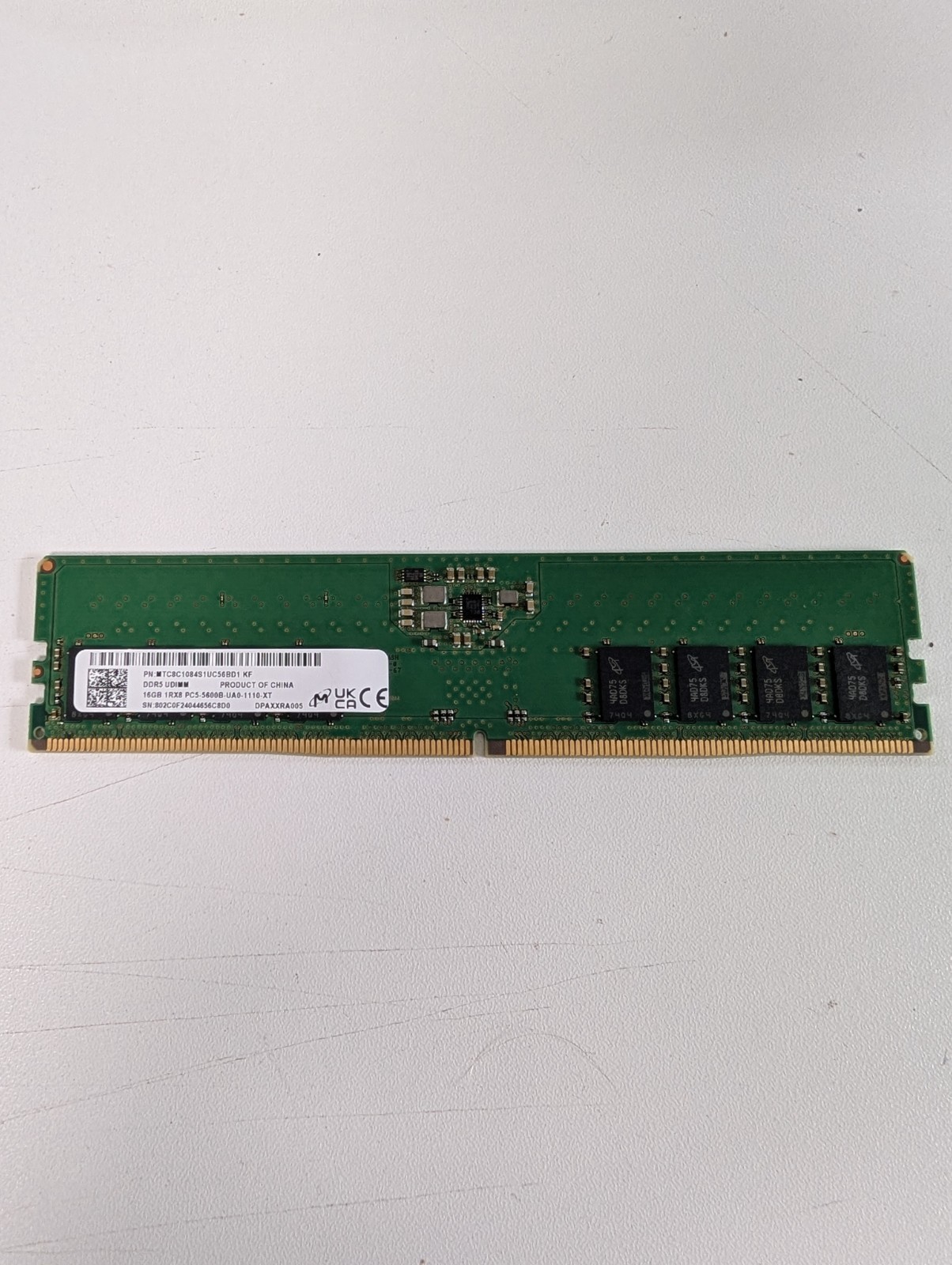 Micron 16GB 1x16GB DDR5 5600 CL46 JEDEC Desktop Memory MTC8C1084S1UC56BD1KF