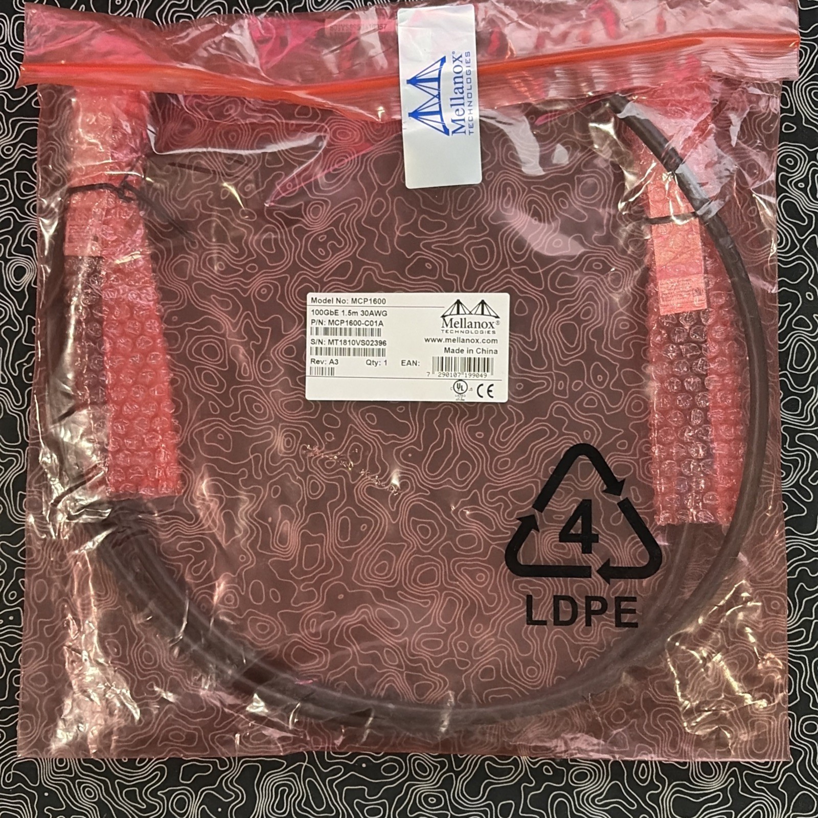 MELLANOX TECHNOLOGIES MCP1600-C01A 1.5M PASSIVE COPPER CABLE Ethernet 100GBE