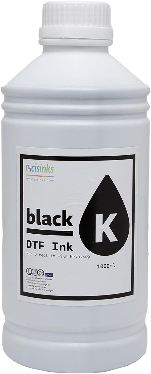 CISinks Premium DTF Ink Bottle Refill Set 1000M , Compatible w/ DTF Film-Black