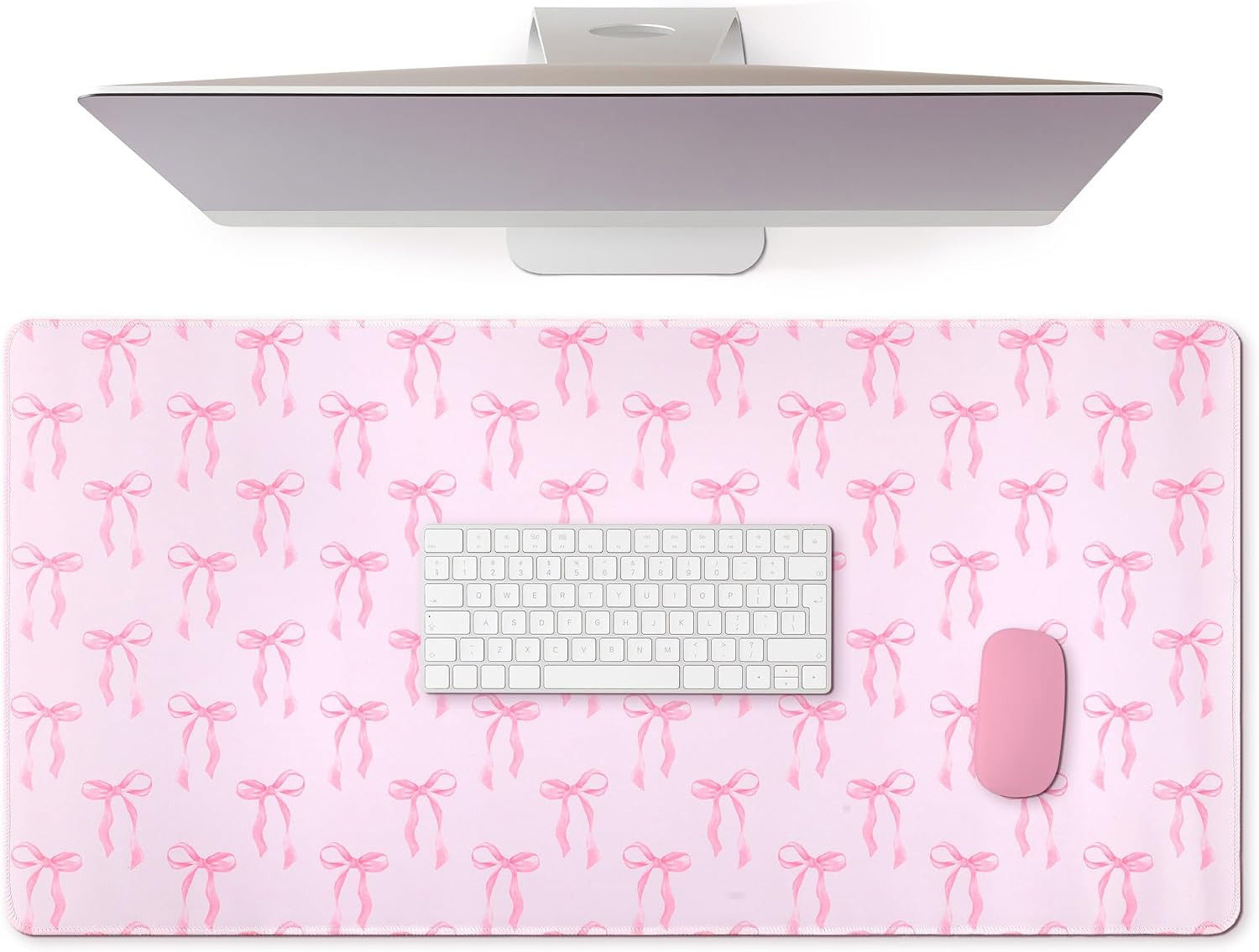 Large Pink Bows Mouse Pads Coquette Kawaii Mouse Pad 31.5 X 15.75 Inches Preppy