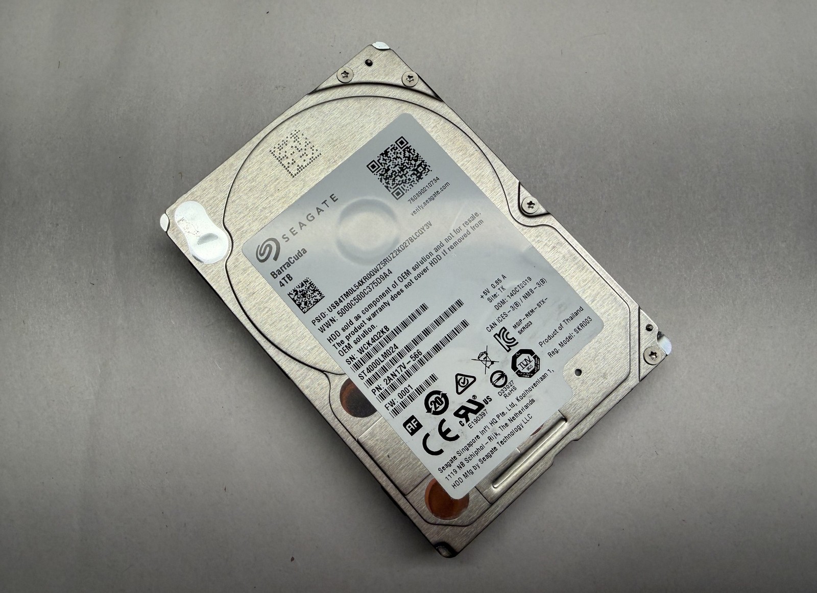Seagate BarraCuda 4TB 2.5in 15mm SATA HDD ST4000LM024 SMR Tested SMART Report