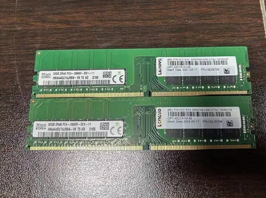 PC4-2666V 02JG706 4ZC7A15142 Lenovo/IBM 32GB DDR4 Unbuffered ECC UDIMM Memory