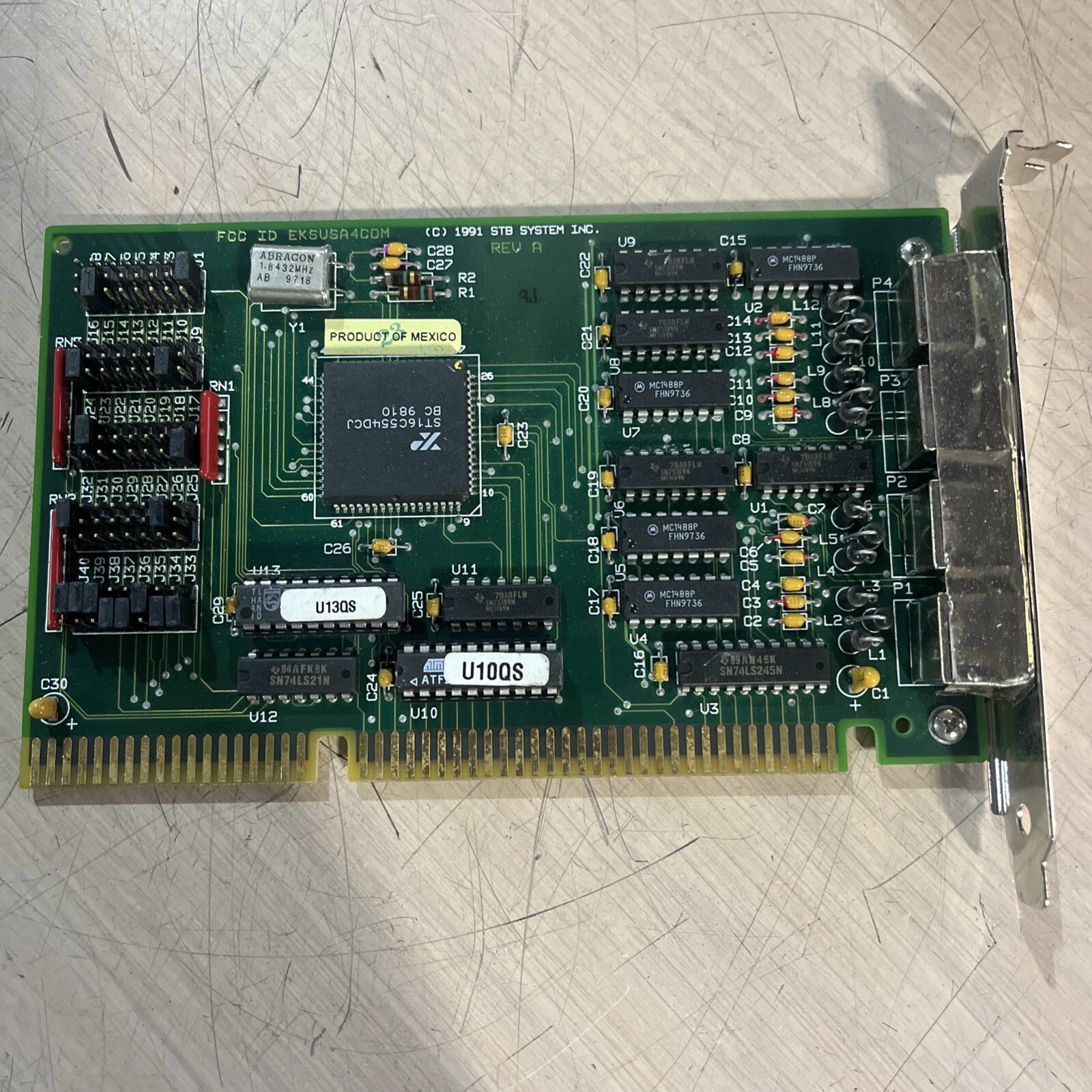 STB SYSTEM 210-0091-001-A FCC ID EKSUSA4COM 1X0-0170-001 4 PORT I/0 ADAPTER ISA