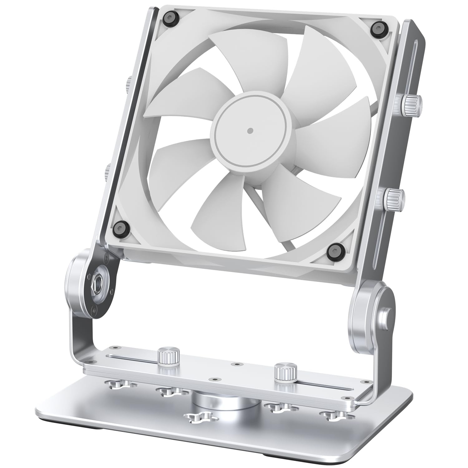 Aluminum Multi-Purpose Desk Fan Stand Mount for 12cm Computer Fans (Silver)