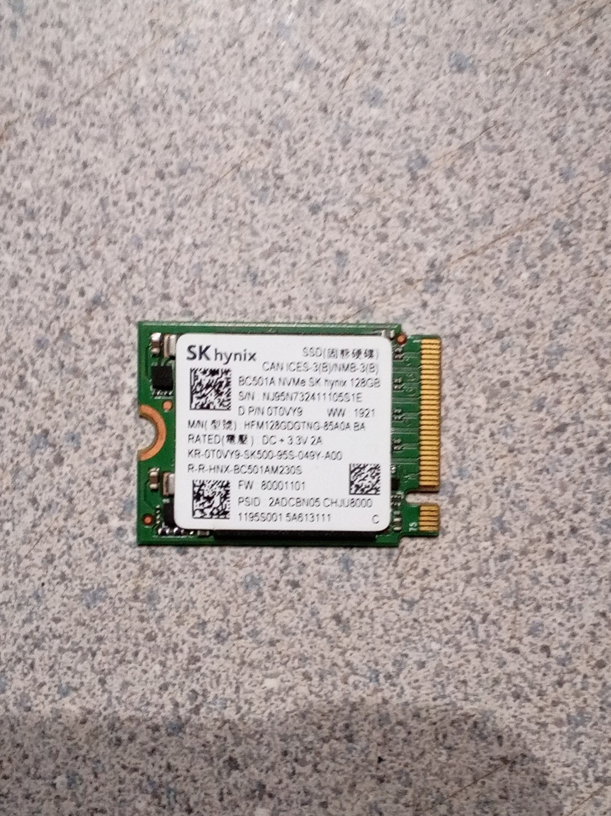 SK Hynix BC501a 128GB NVMe M.2 SSD W/2280 ADAPTER WWINDOWS 11 PRO UEFI INSIALLED