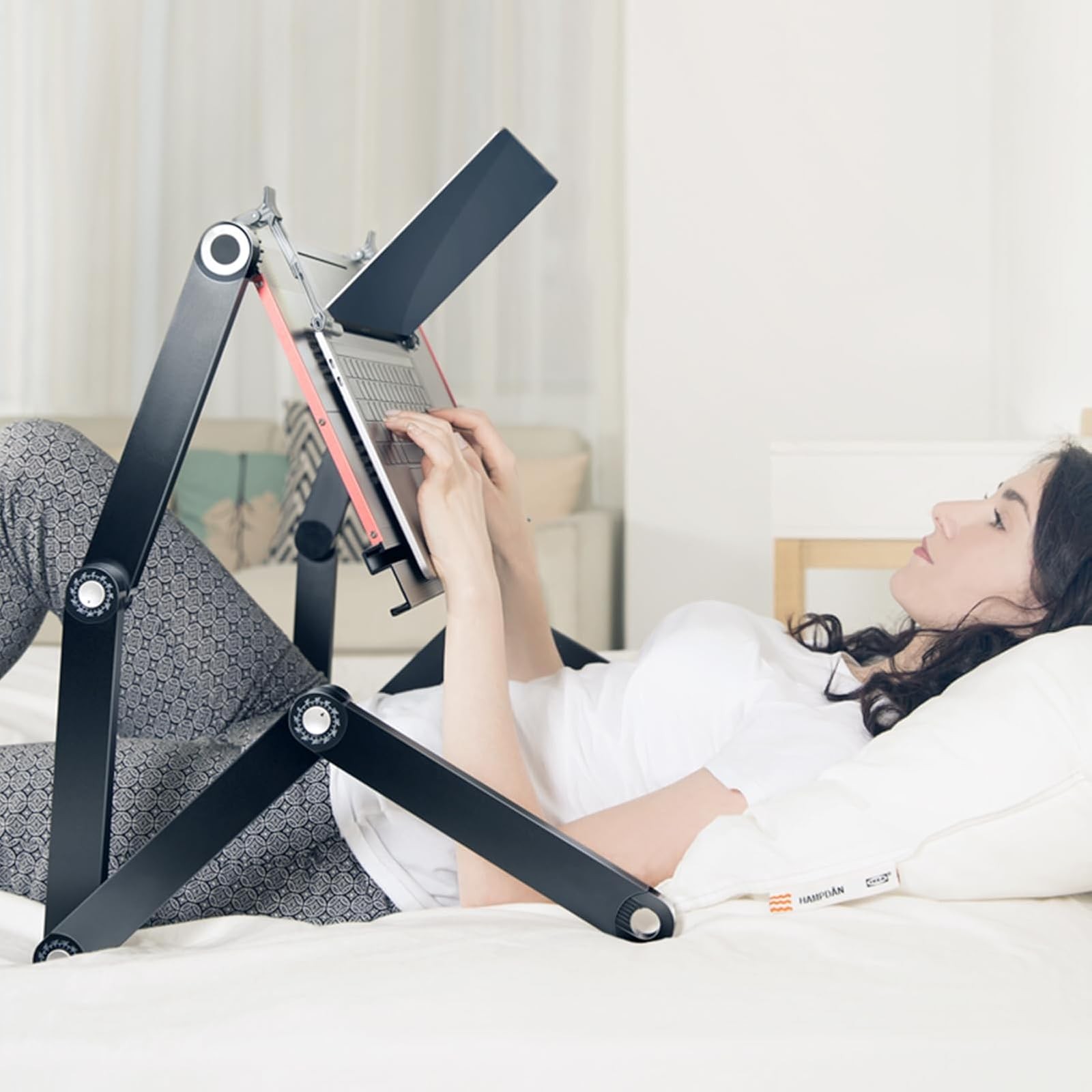 Foldable Laying Down Desk Adjustable Height Laptop Stand Couch