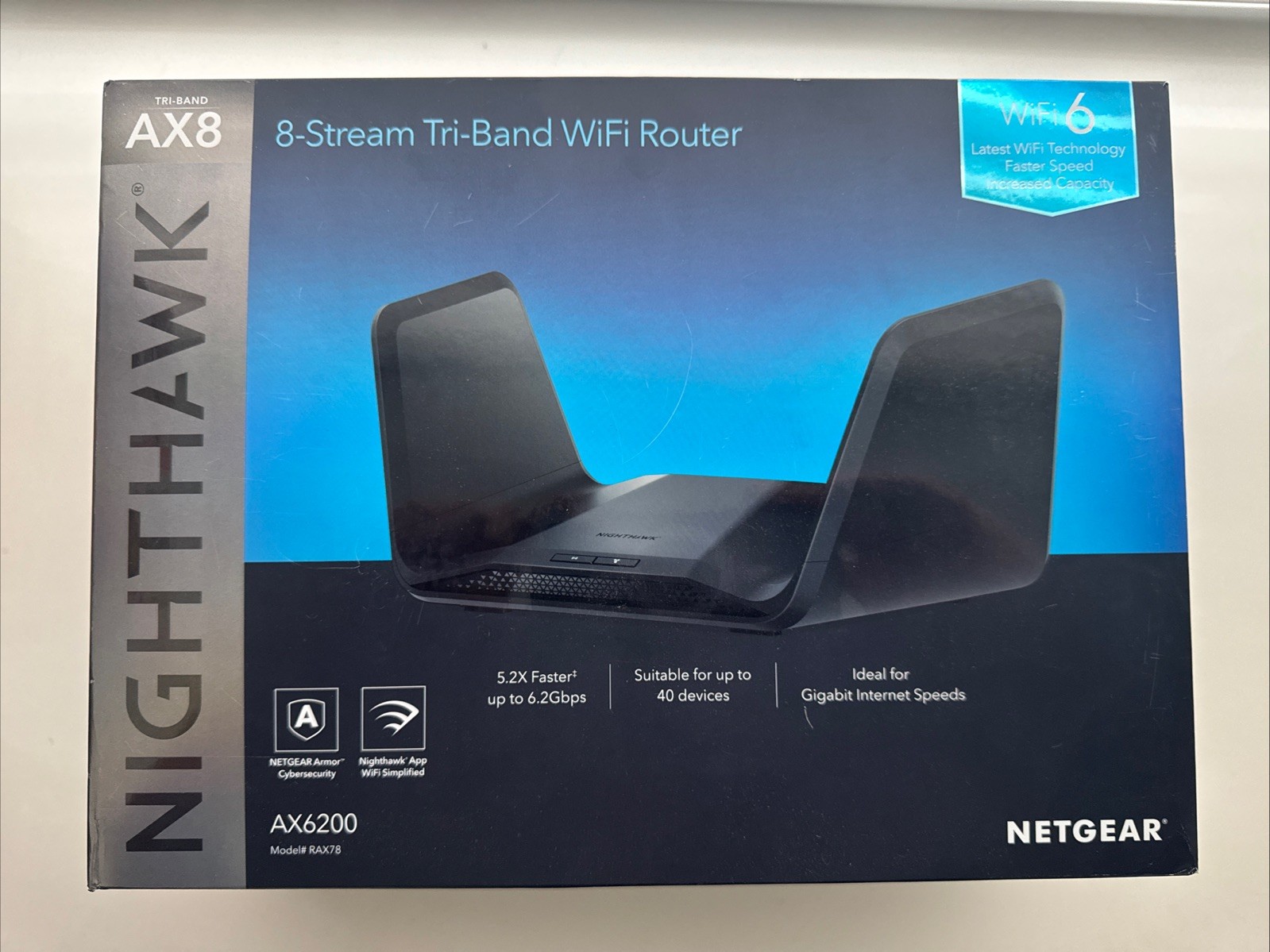 Netgear Nighthawk X8 Tri-Band 8-Stream AX6200 WiFi 6 Router (RAX78-100NAS)