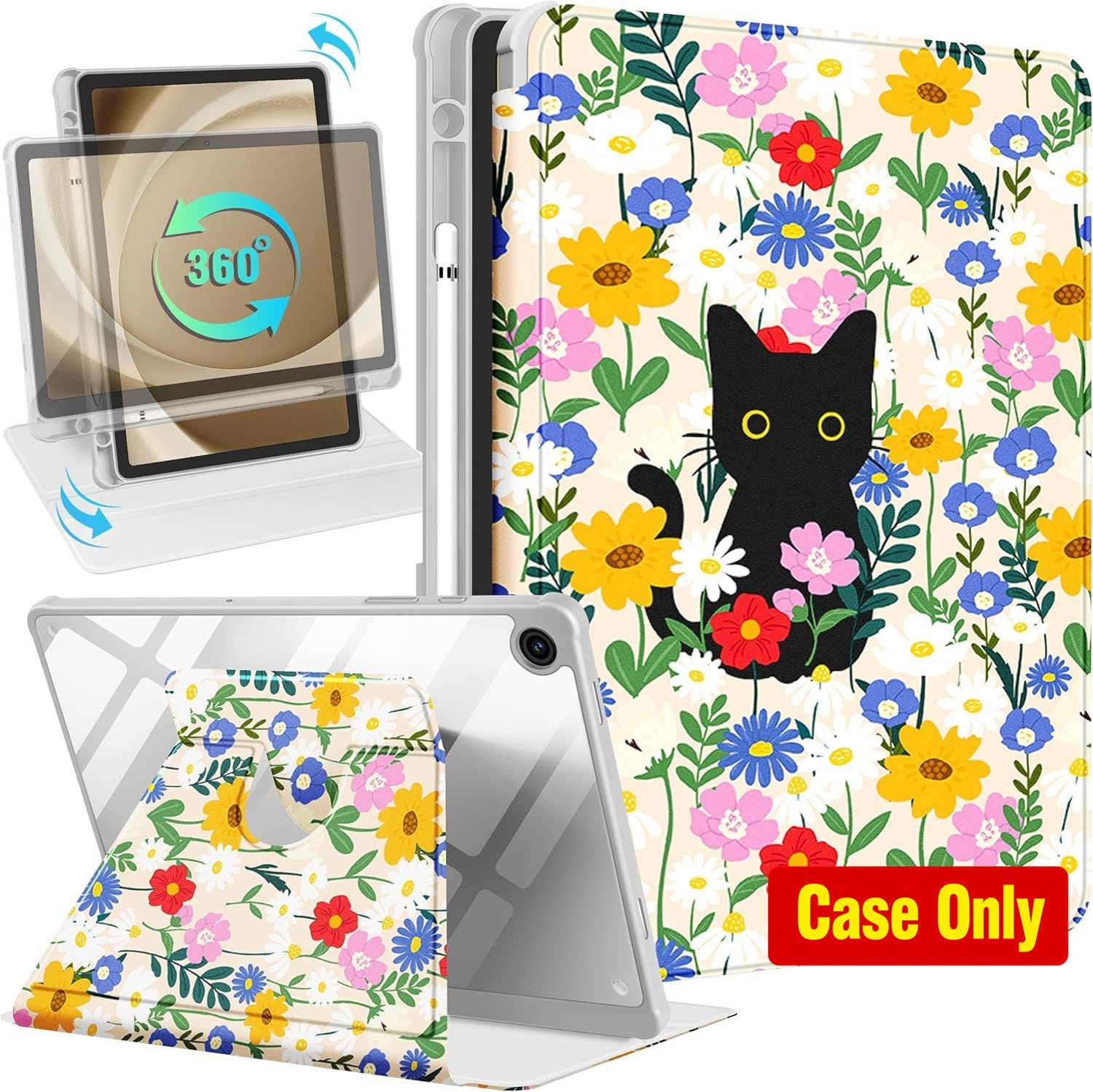 Case for Samsung Galaxy Tab A11+ 2025 - 360 Degree Rotating Stand Folio Cover