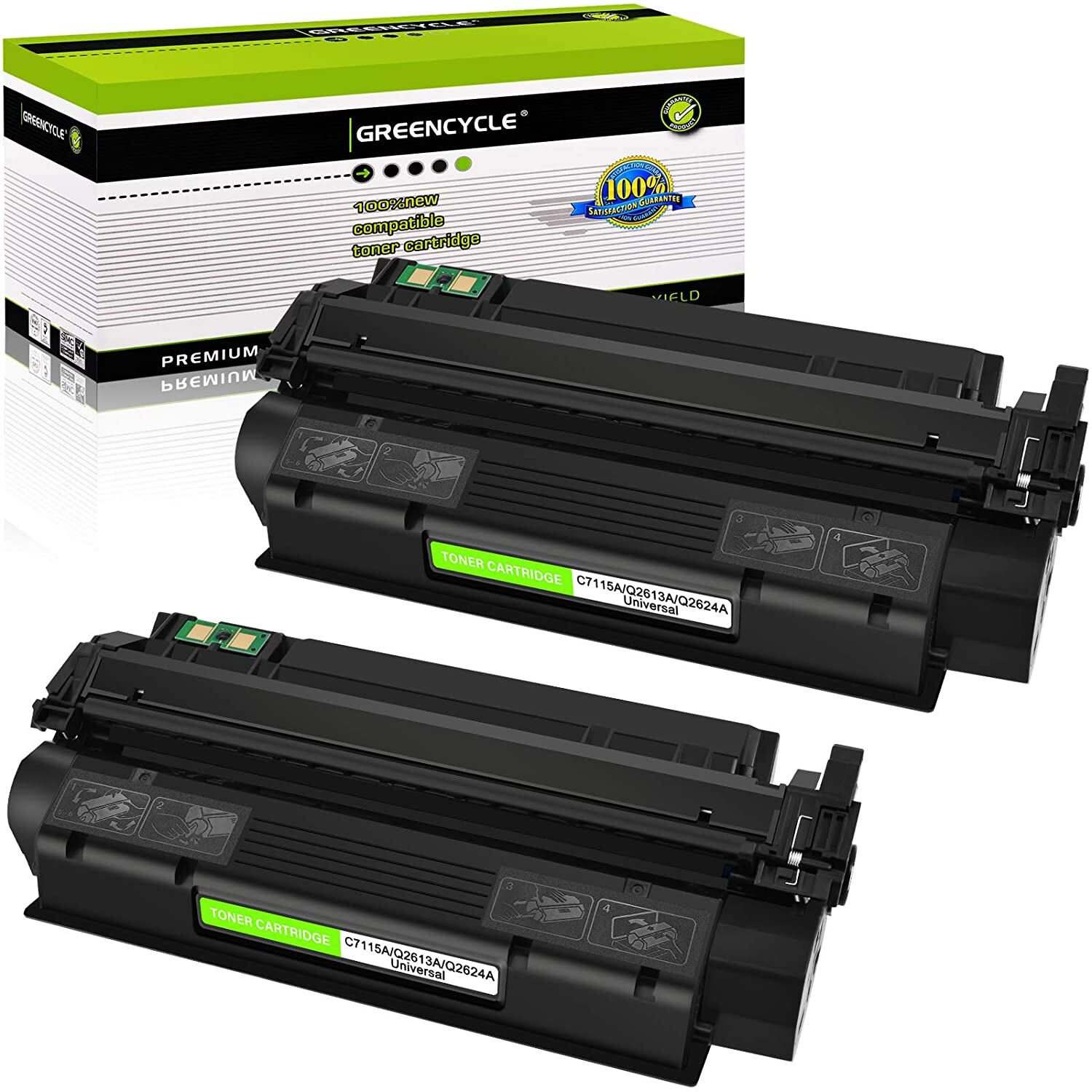 2PK Greencycle Q2624A Black Toner Cartridge For HP LaserJet 1150 Printer