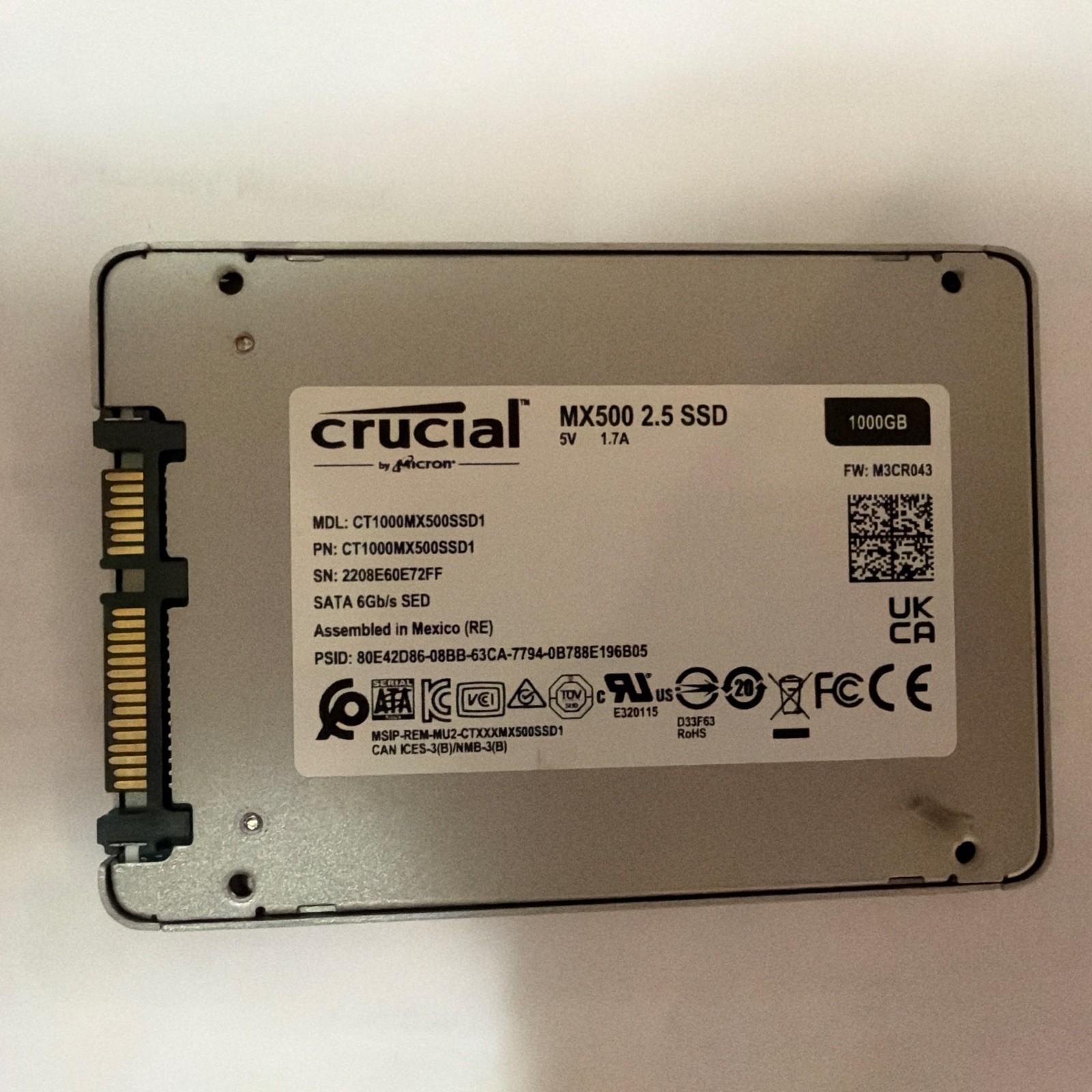 Crucial MX500 1TB 2.5" SATA III Internal SSD CT1000MX500SSD1