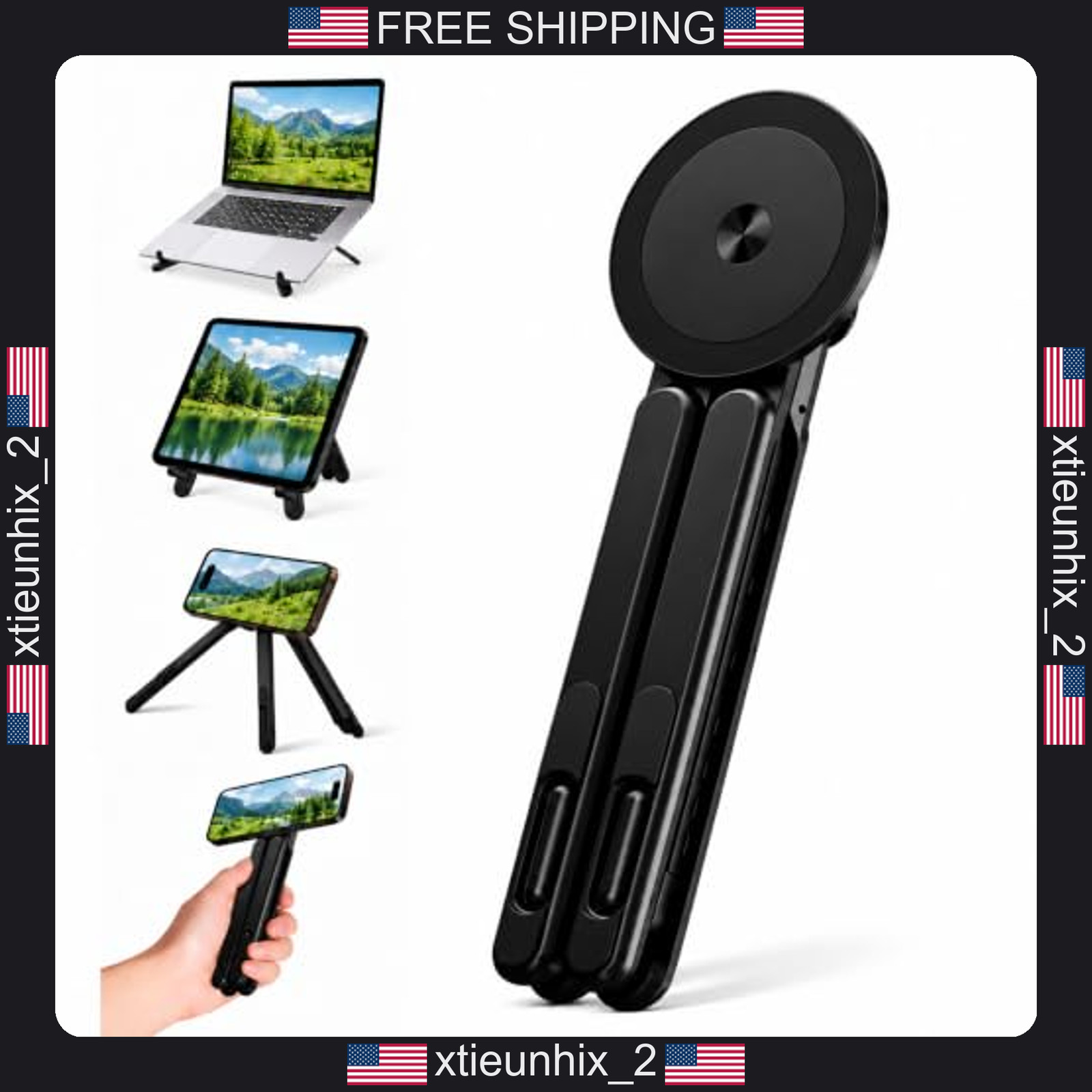 Portable Laptop Stand for Desk, 8-Level Adjustable, Aluminum, for 10-16" Laptops
