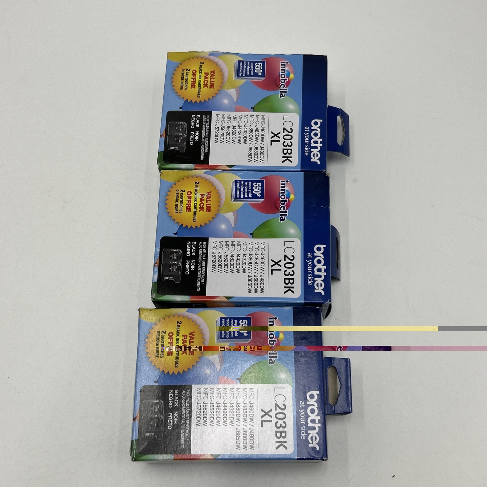 3 Genuine Brother LC203BK XL Black Ink Cartridges New Sealed Exp 2026