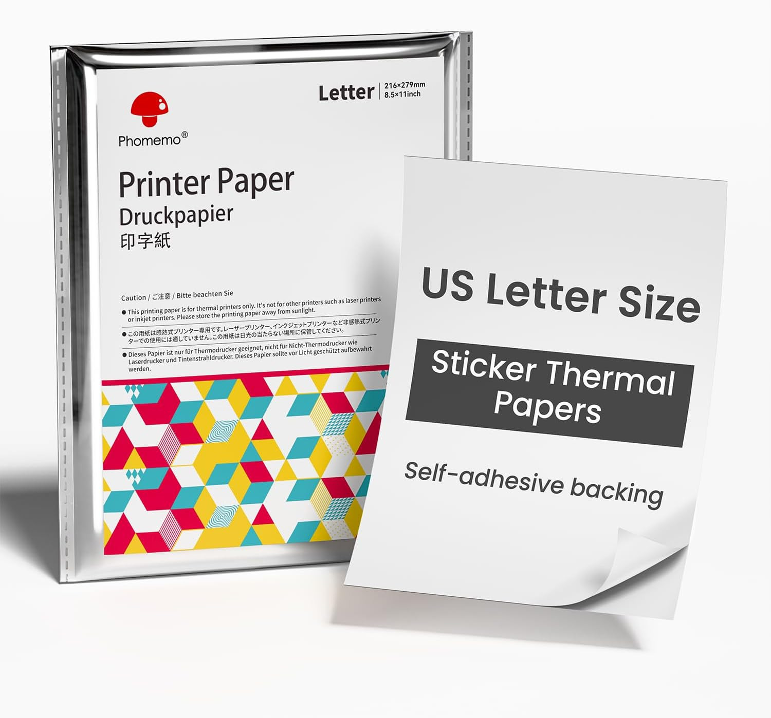 US Letter Adhesive Thermal Paper 100 Sheets, Compatible with M832D M832
