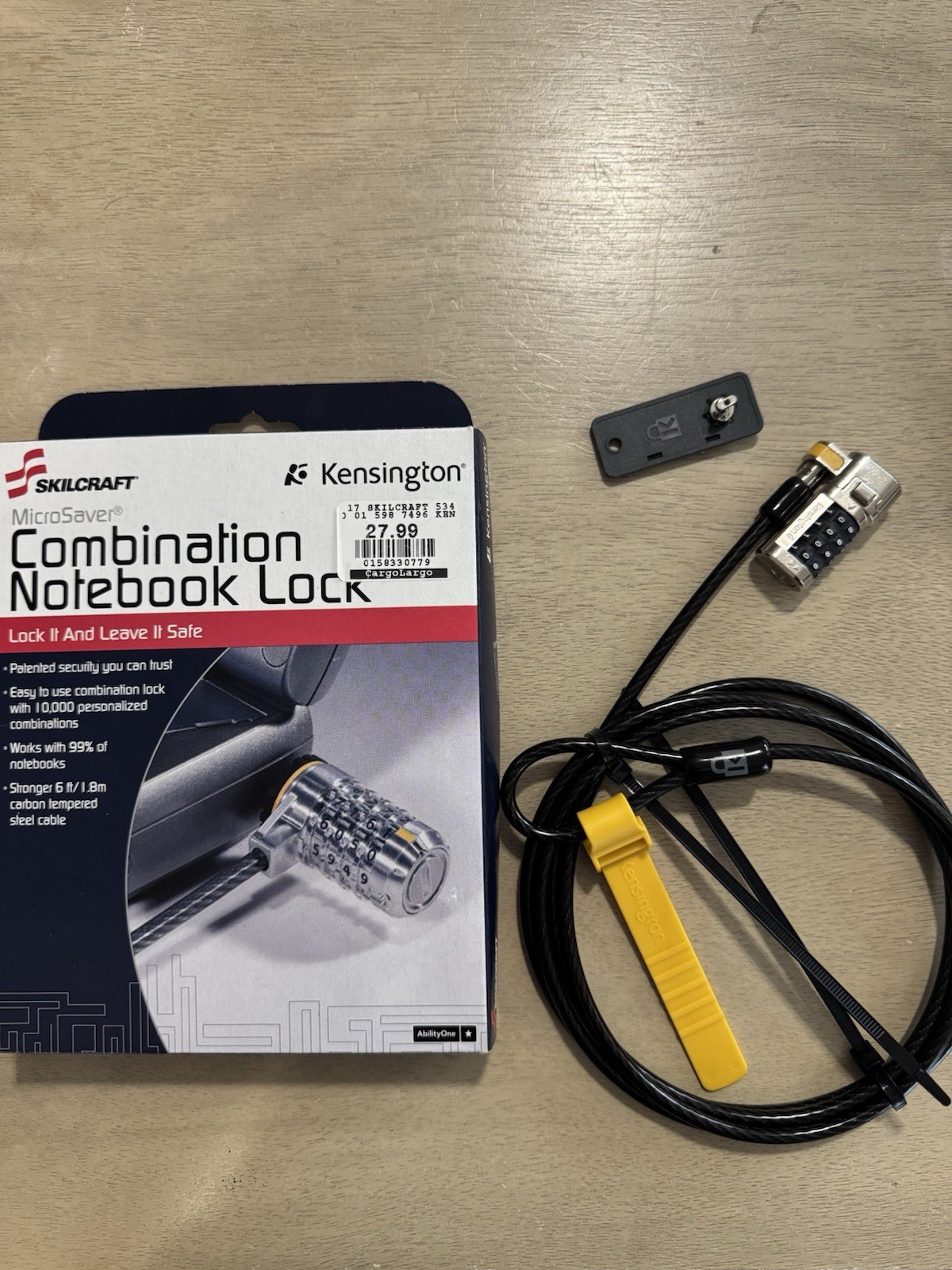 SKILCRAFT Kensington Combination Notebook Laptop Security Lock 6 ft Steel Cable