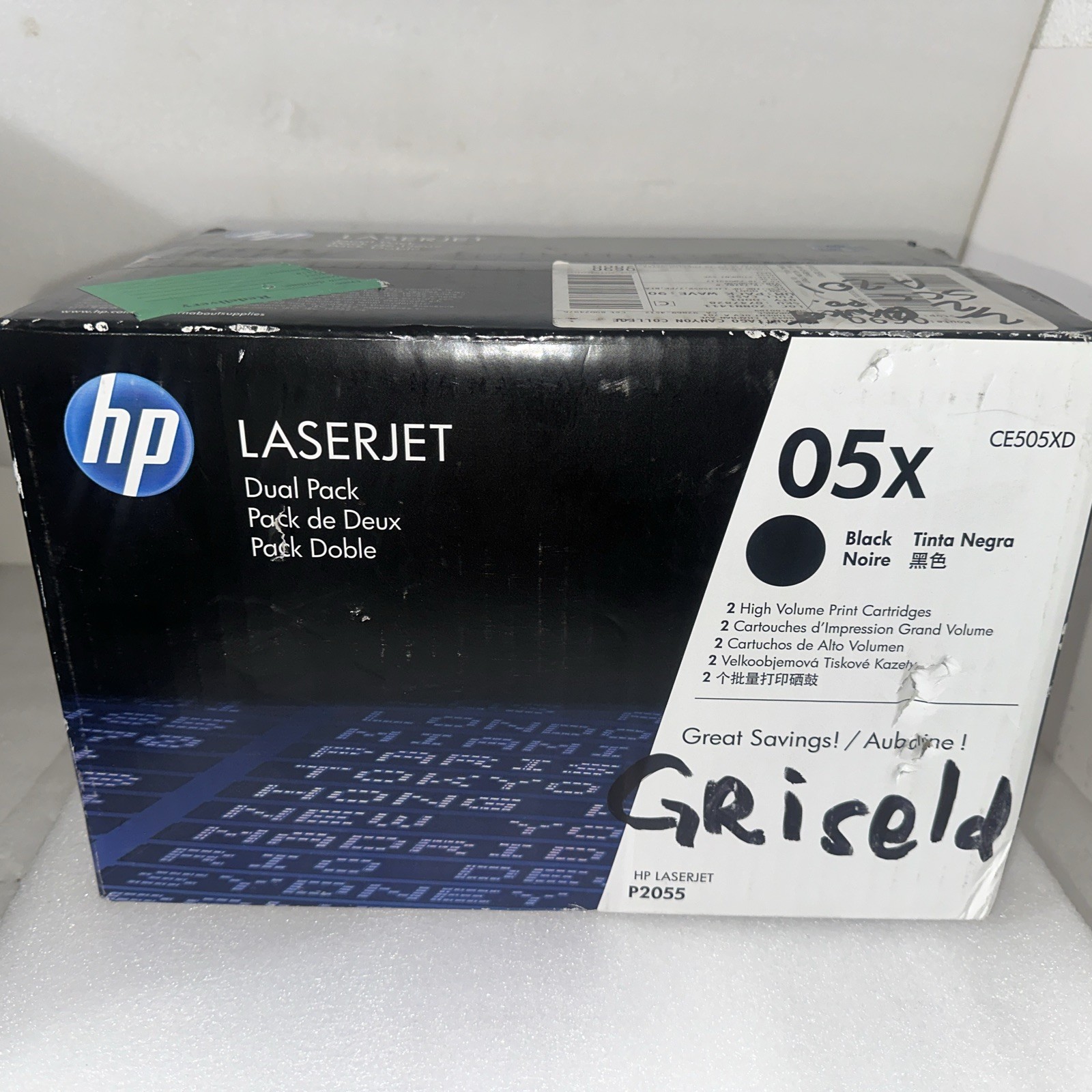 OEM HP 05X CE505XD Laserjet BLACK High Yield Toner Cartridge DUAL PACK P2055 NEW